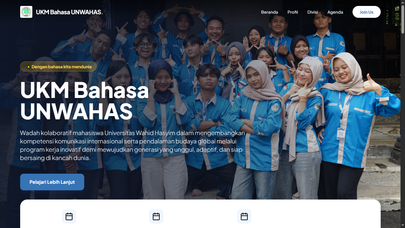 Screenshot proyek Website UKM Bahasa UNWAHAS